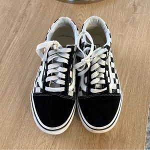 Kids Black and White Checkered Sneakers